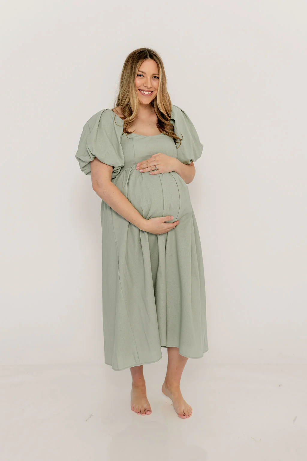 Hamilton Midi Dress in Olive - Bump Friendly & Inclusive Sizing (S-2XL) - Image 7