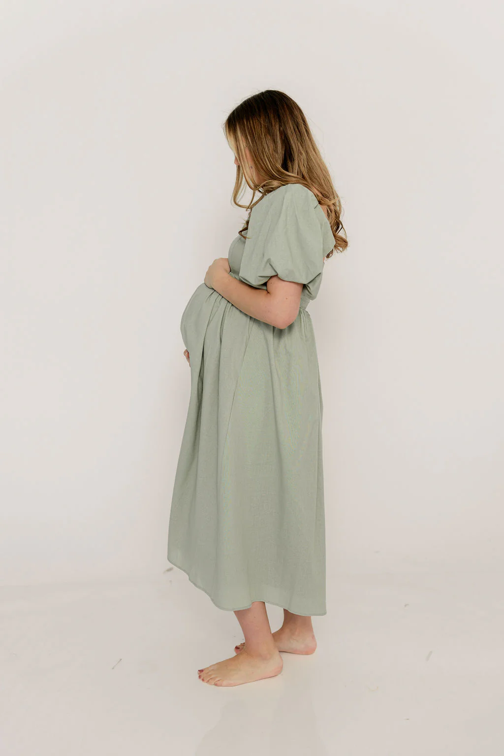 Hamilton Midi Dress in Olive - Bump Friendly & Inclusive Sizing (S-2XL) - Image 8