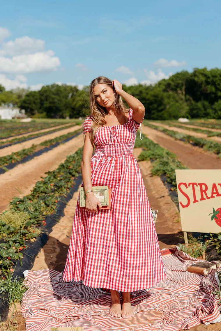 Corey 100% Cotton Dress in Red