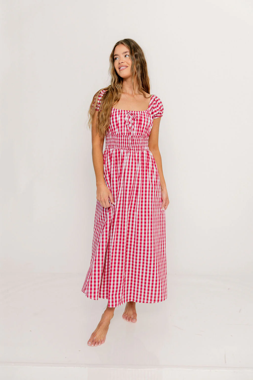 Corey 100% Cotton Dress in Red - Image 12