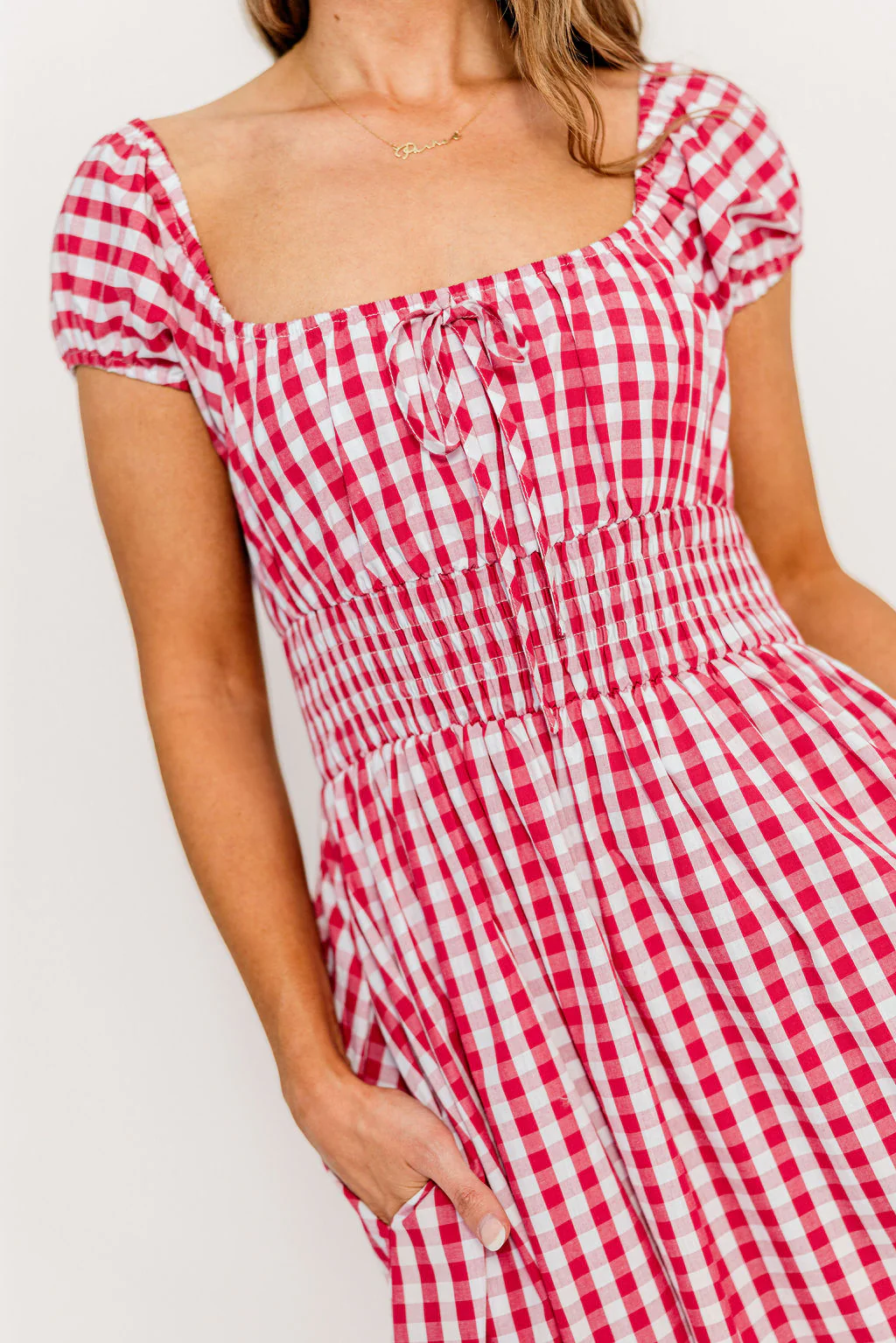 Corey 100% Cotton Dress in Red - Image 16