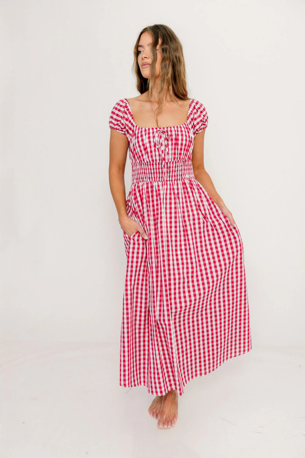Corey 100% Cotton Dress in Red - Image 17