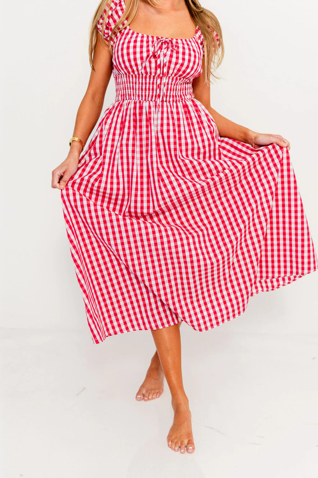 Corey 100% Cotton Dress in Red - Image 25