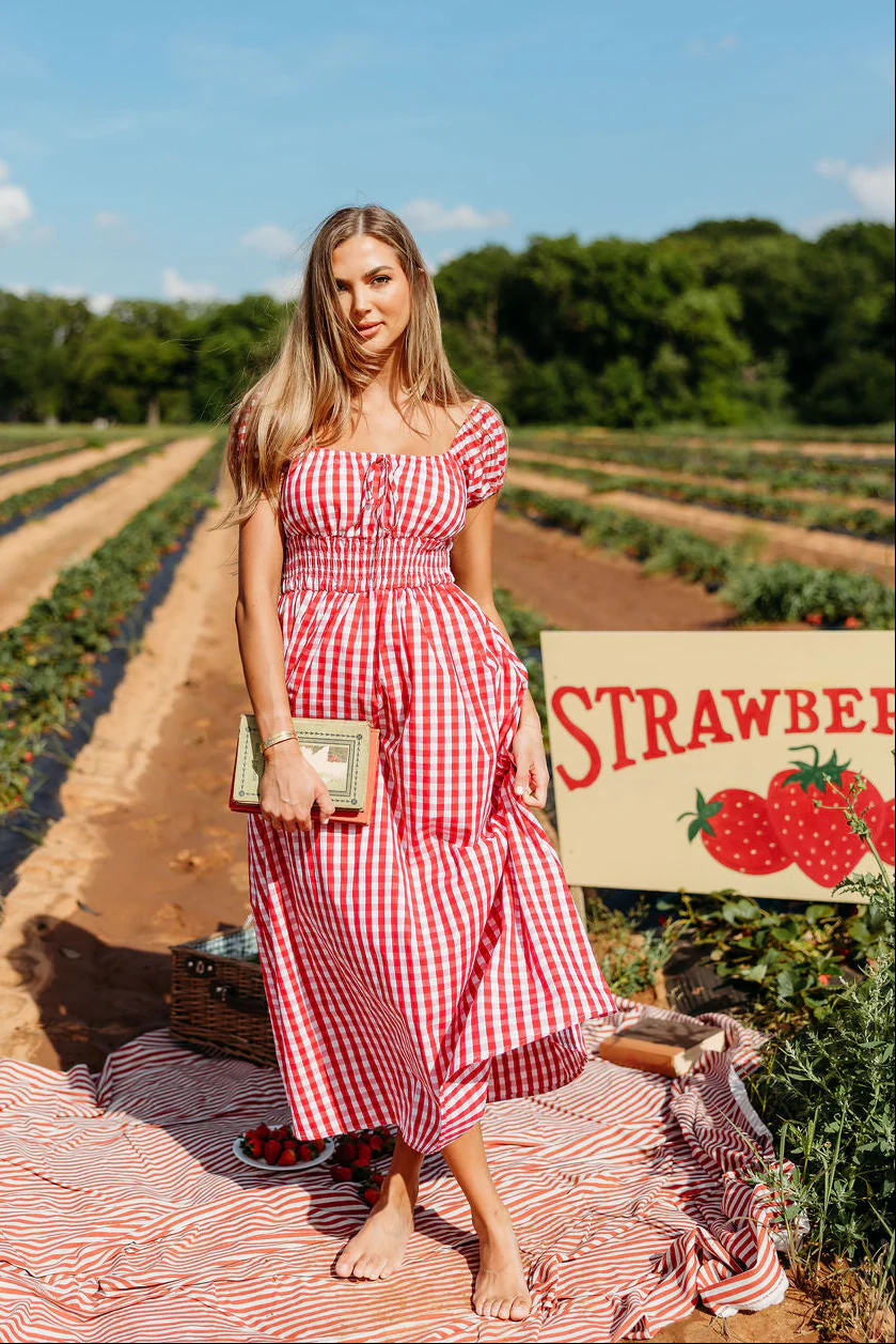 Corey 100% Cotton Dress in Red - Image 3