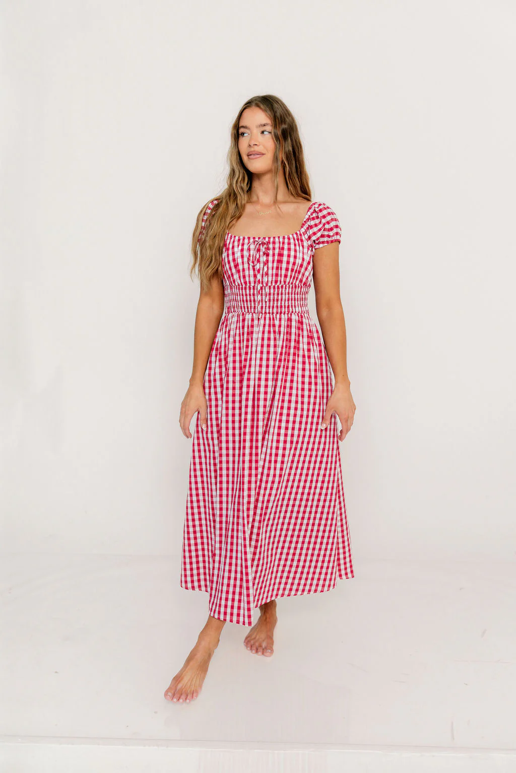 Corey 100% Cotton Dress in Red - Image 7