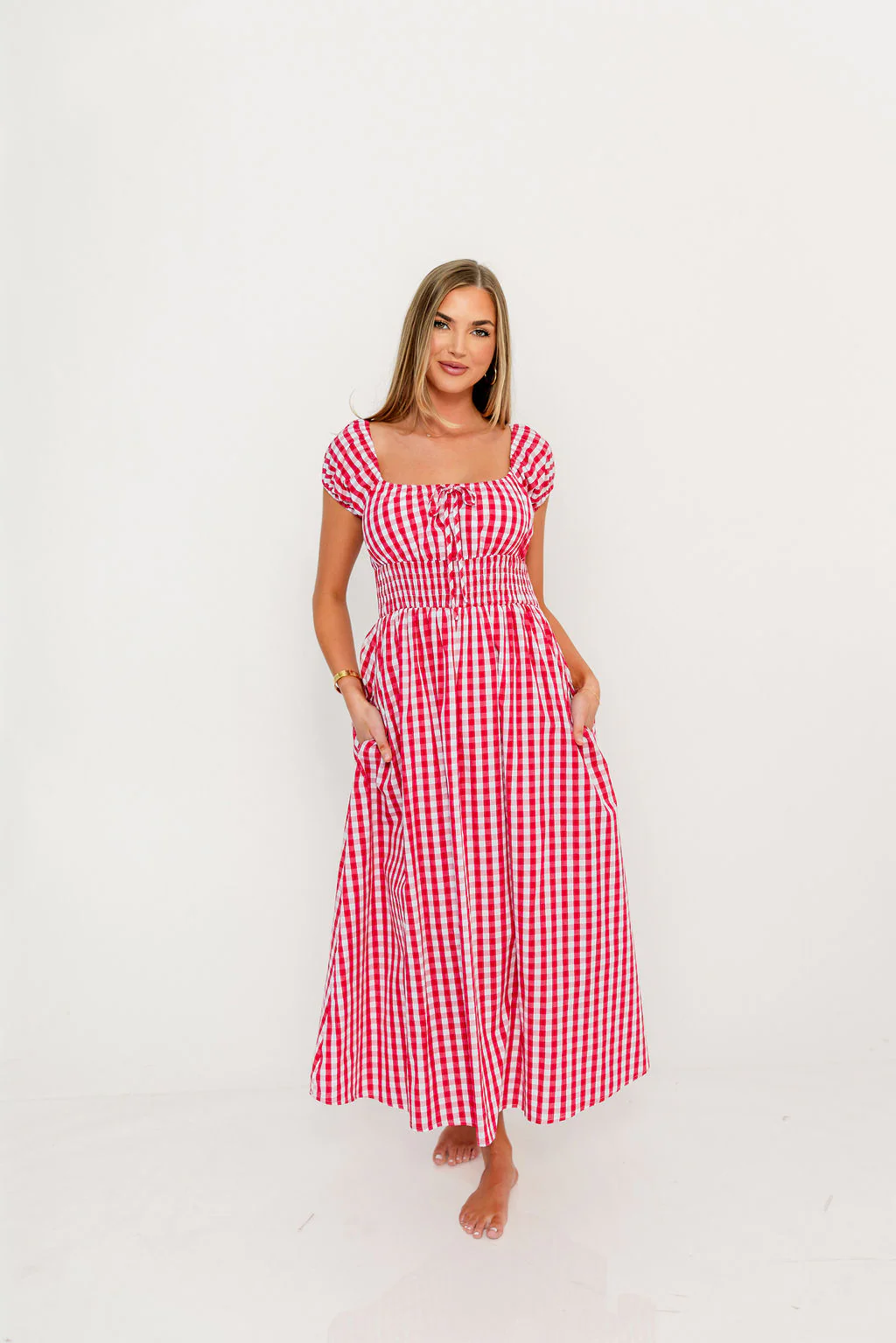 Corey 100% Cotton Dress in Red - Image 9