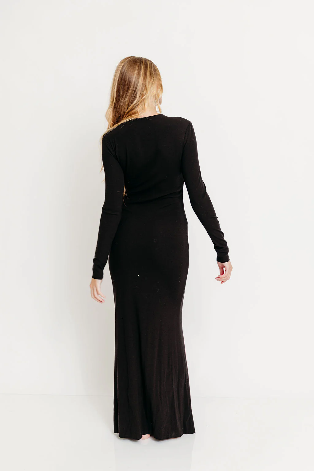 Cru Tiny Ribbed Maxi Dress in Black - Bump Friendly *Final Sale* - Image 3