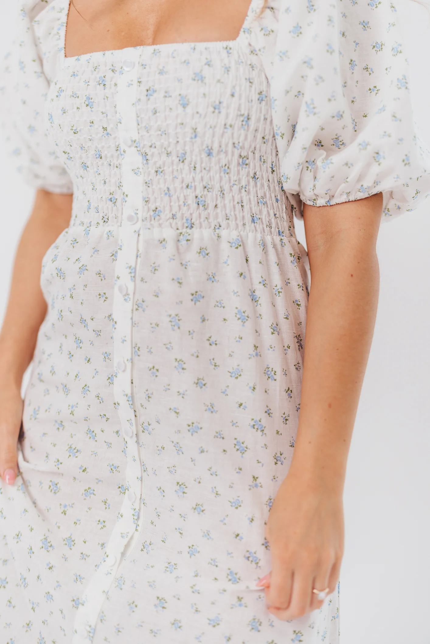Daisy Maxi Dress in White/Blue Floral - Image 16