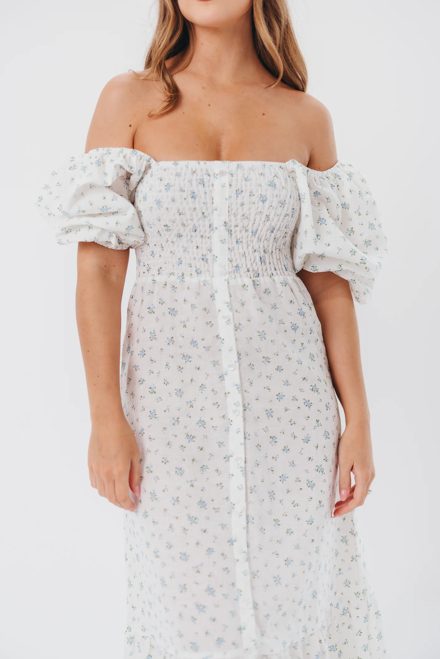 Daisy Maxi Dress in White/Blue Floral - Image 20