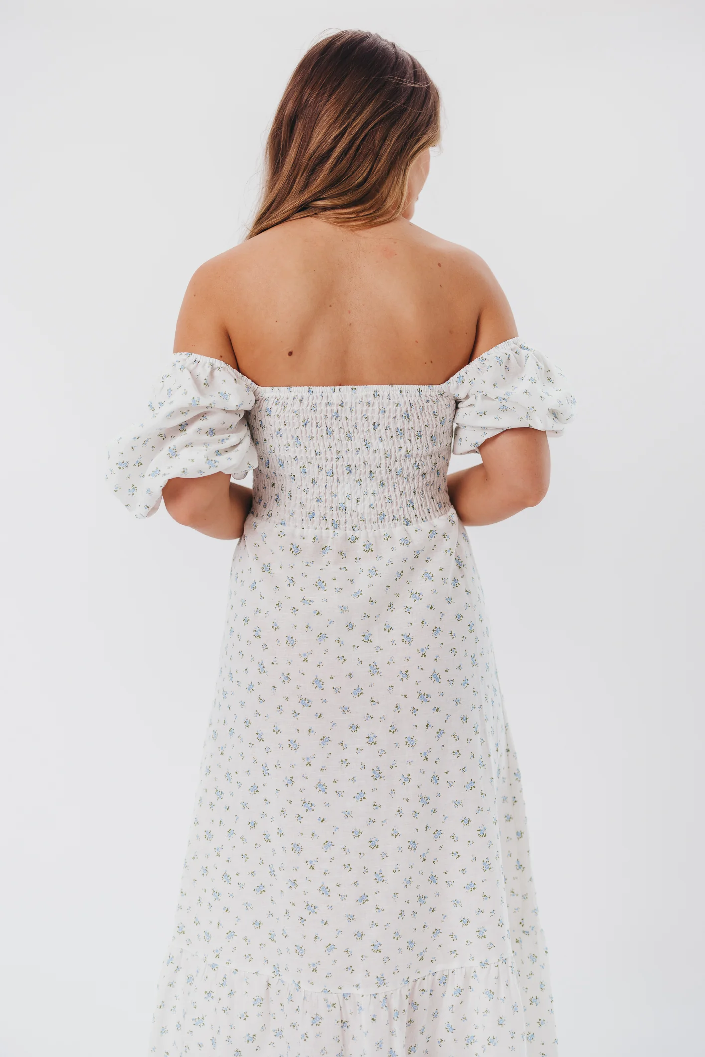 Daisy Maxi Dress in White/Blue Floral - Image 24