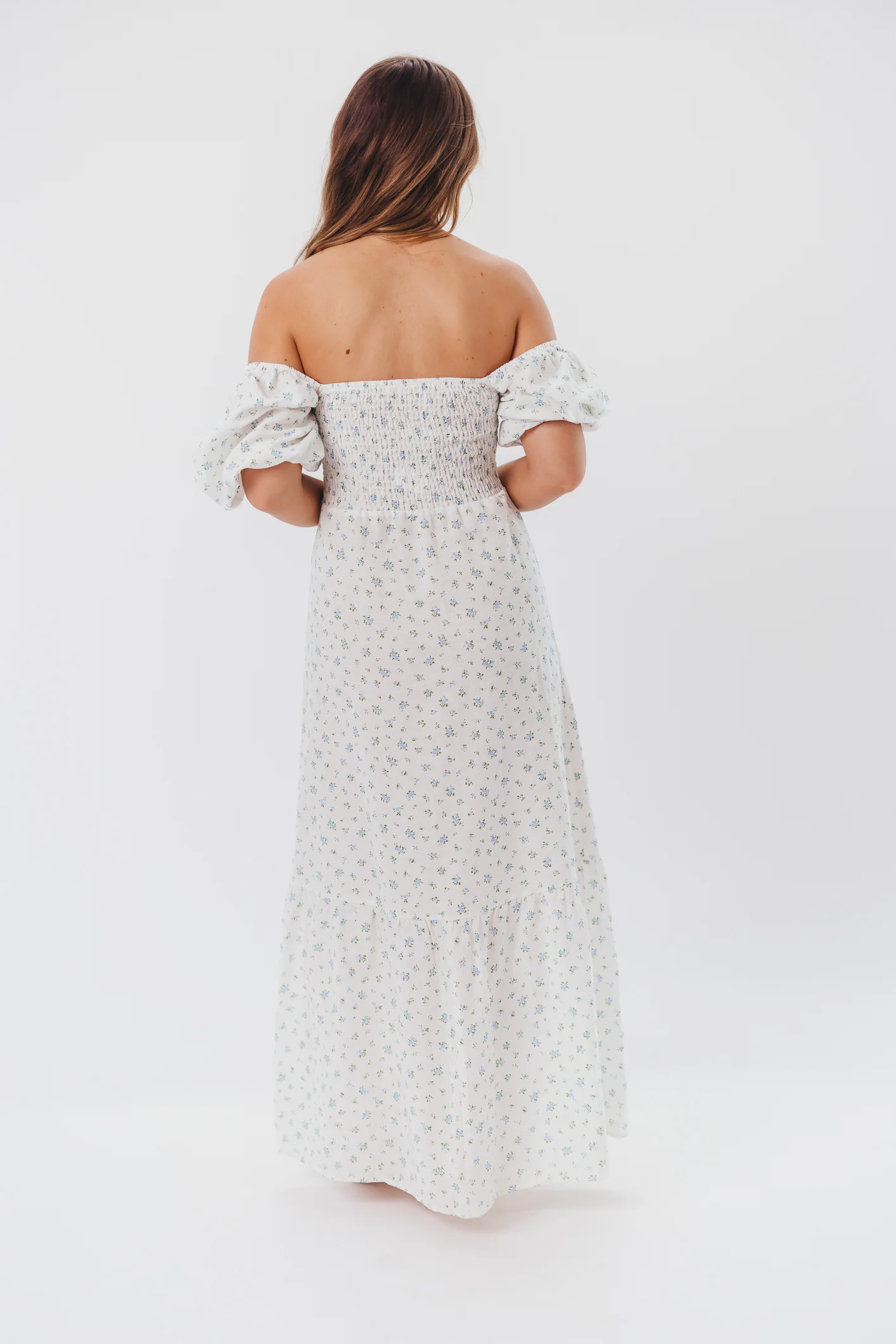 Daisy Maxi Dress in White/Blue Floral - Image 26