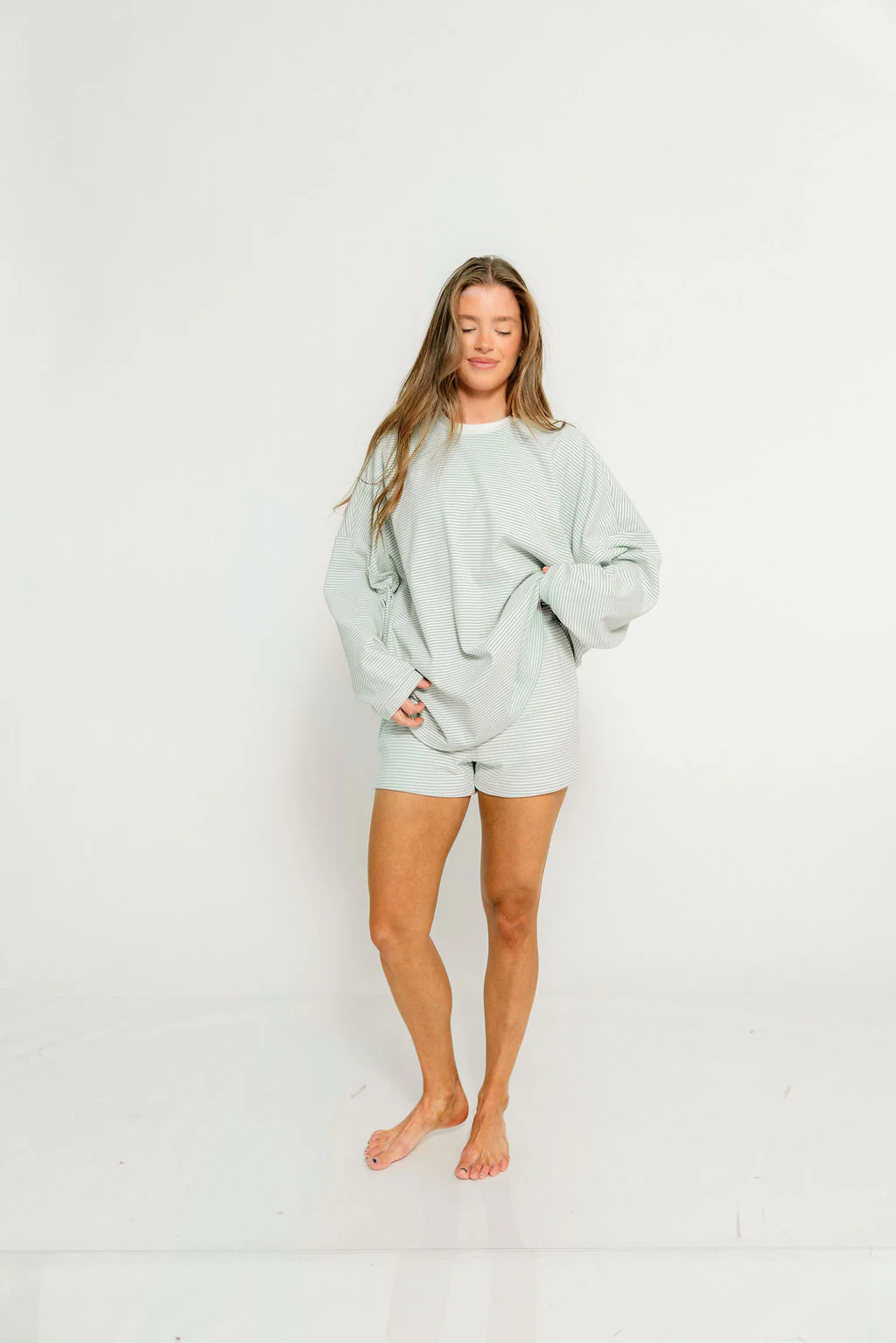 Naomi Striped Long Sleeve Top in Hamptons Blue - Image 12