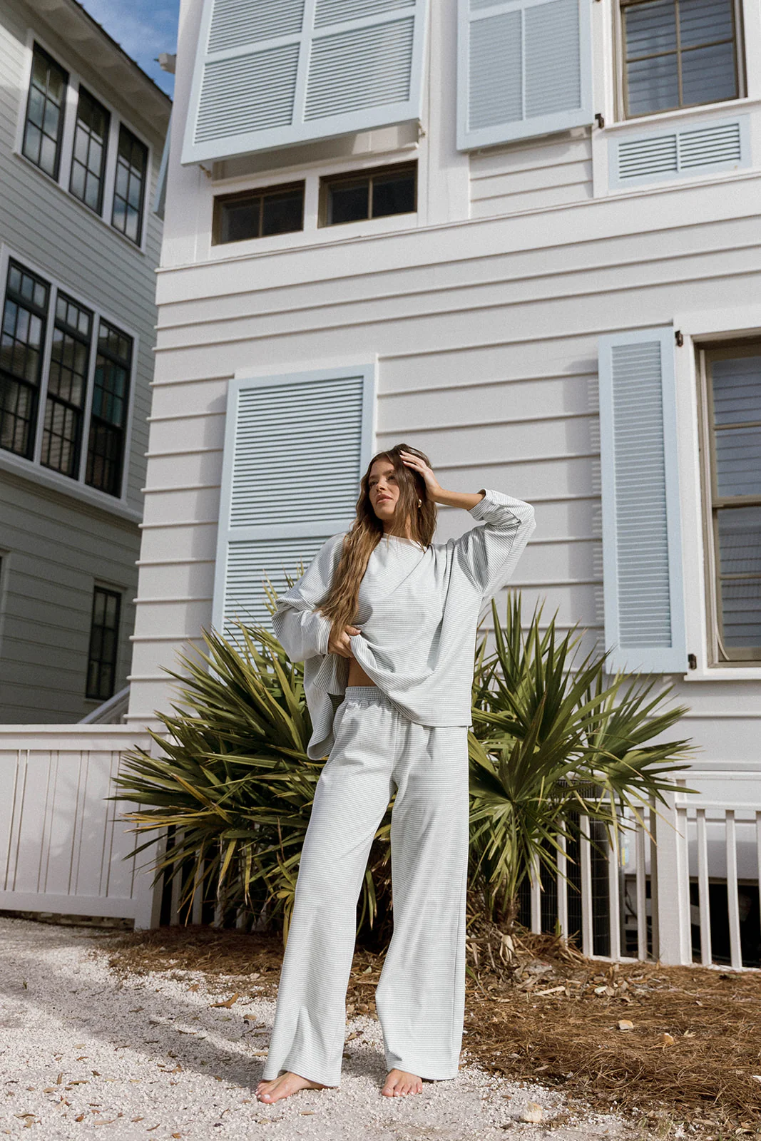 Naomi Striped Long Sleeve Top in Hamptons Blue - Image 3