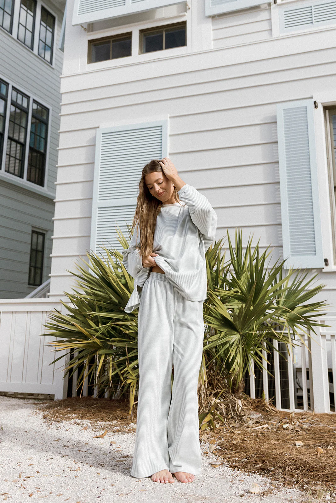 Naomi Striped Long Sleeve Top in Hamptons Blue - Image 4