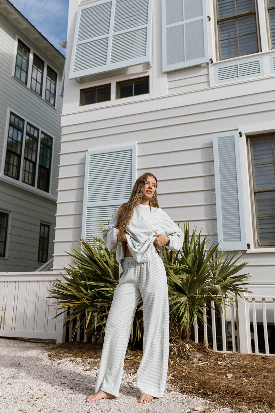 Naomi Striped Long Sleeve Top in Hamptons Blue - Image 5