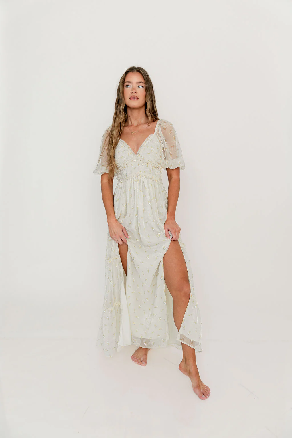 Daphne Maxi Dress in Butter/Peach Floral - Bump Friendly & Inclusive Sizing - Image 7