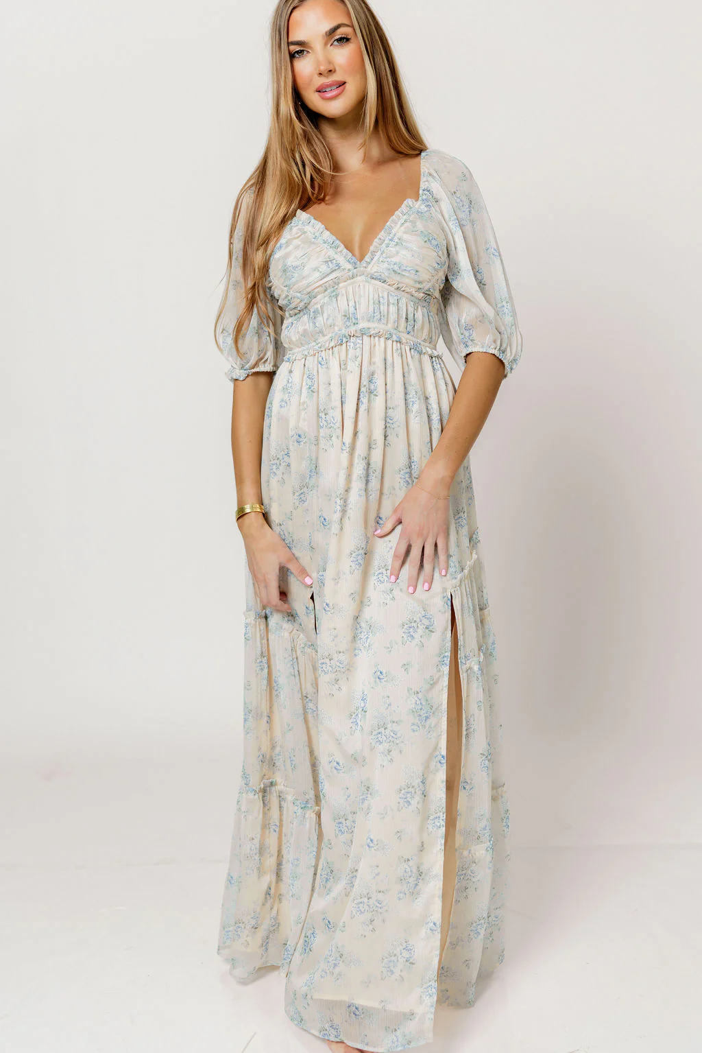 Daphne Maxi Dress in Peach/Blue Floral - Bump Friendly - Image 8