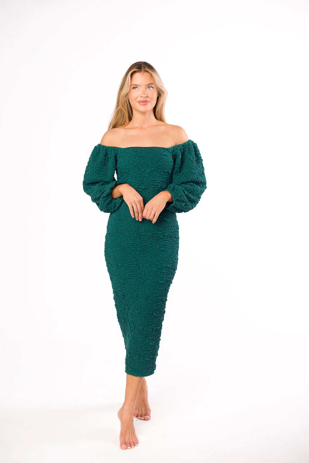 Darcy Square Neck Midi Dress in Teal Green *Final Sale* - Image 5