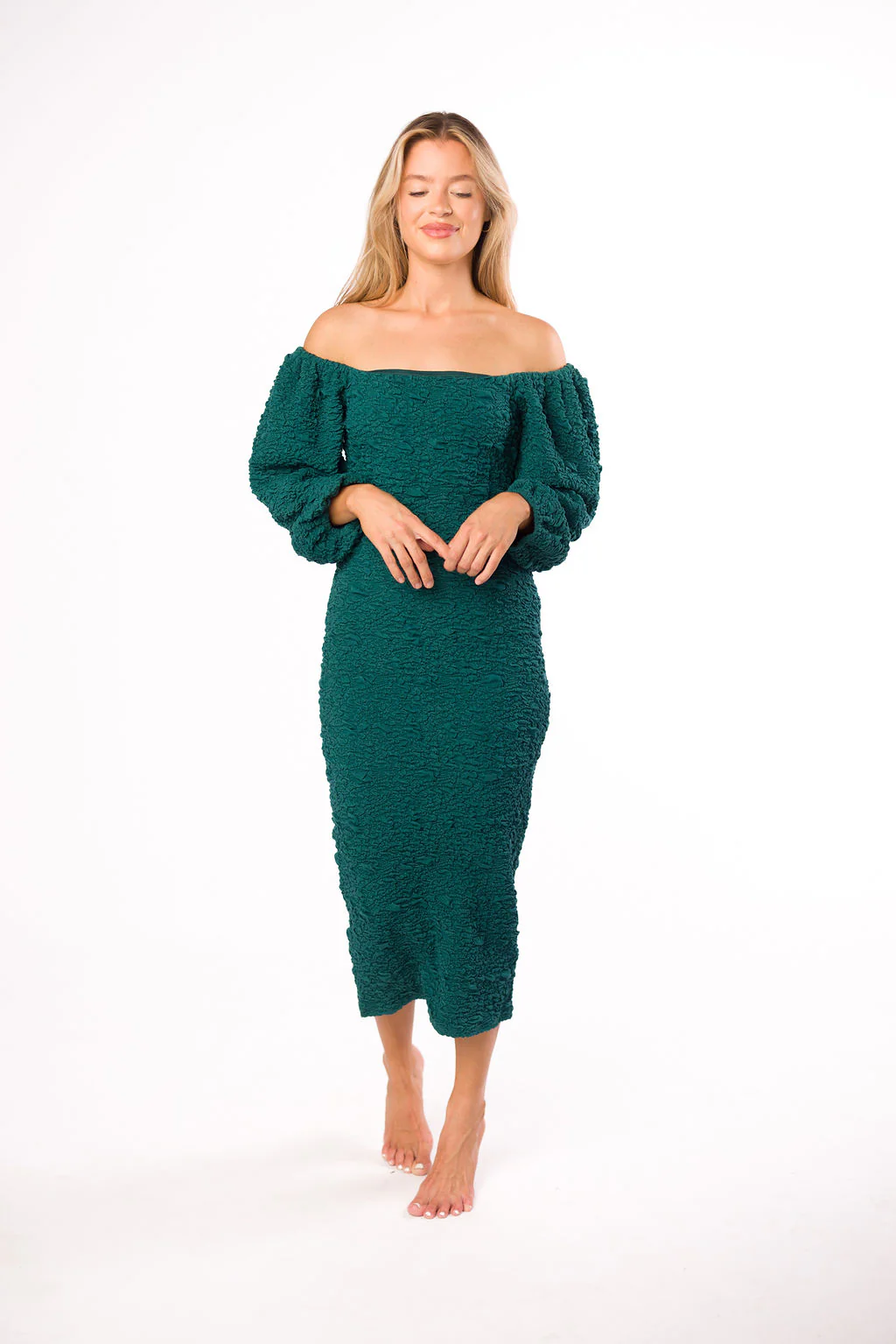 Darcy Square Neck Midi Dress in Teal Green *Final Sale* - Image 6