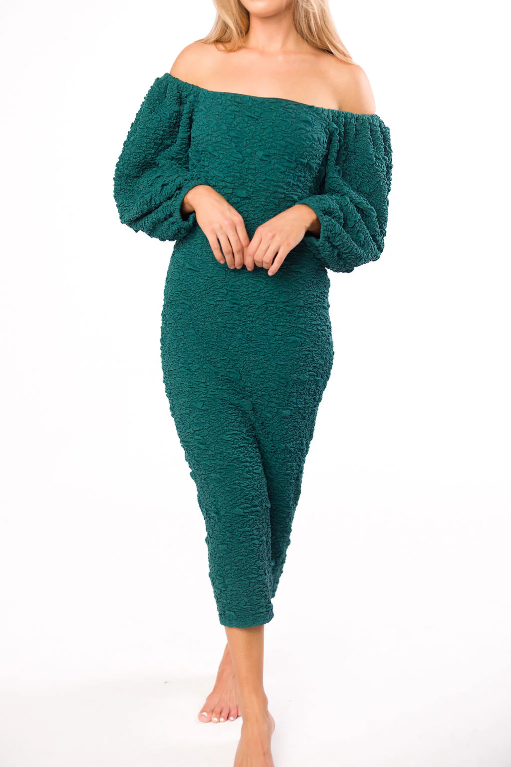 Darcy Square Neck Midi Dress in Teal Green *Final Sale* - Image 9