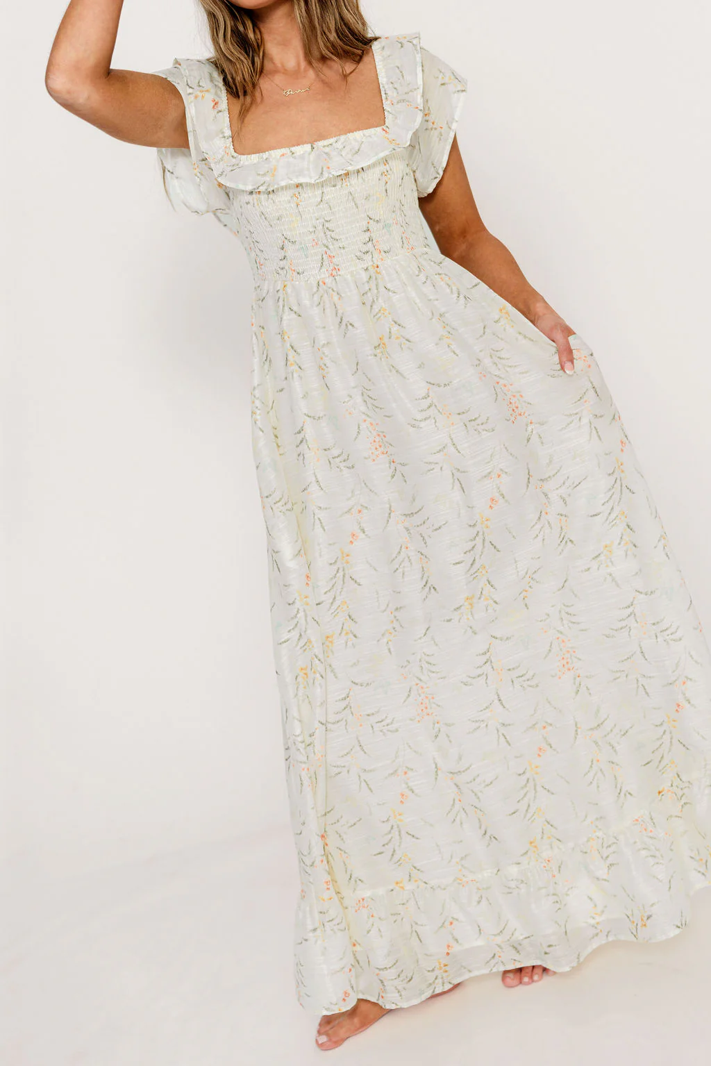 Deidra Maxi Dress in Cream - Bump Friendly - Image 3