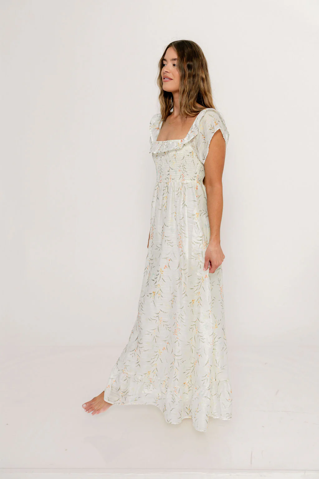 Deidra Maxi Dress in Cream - Bump Friendly - Image 4