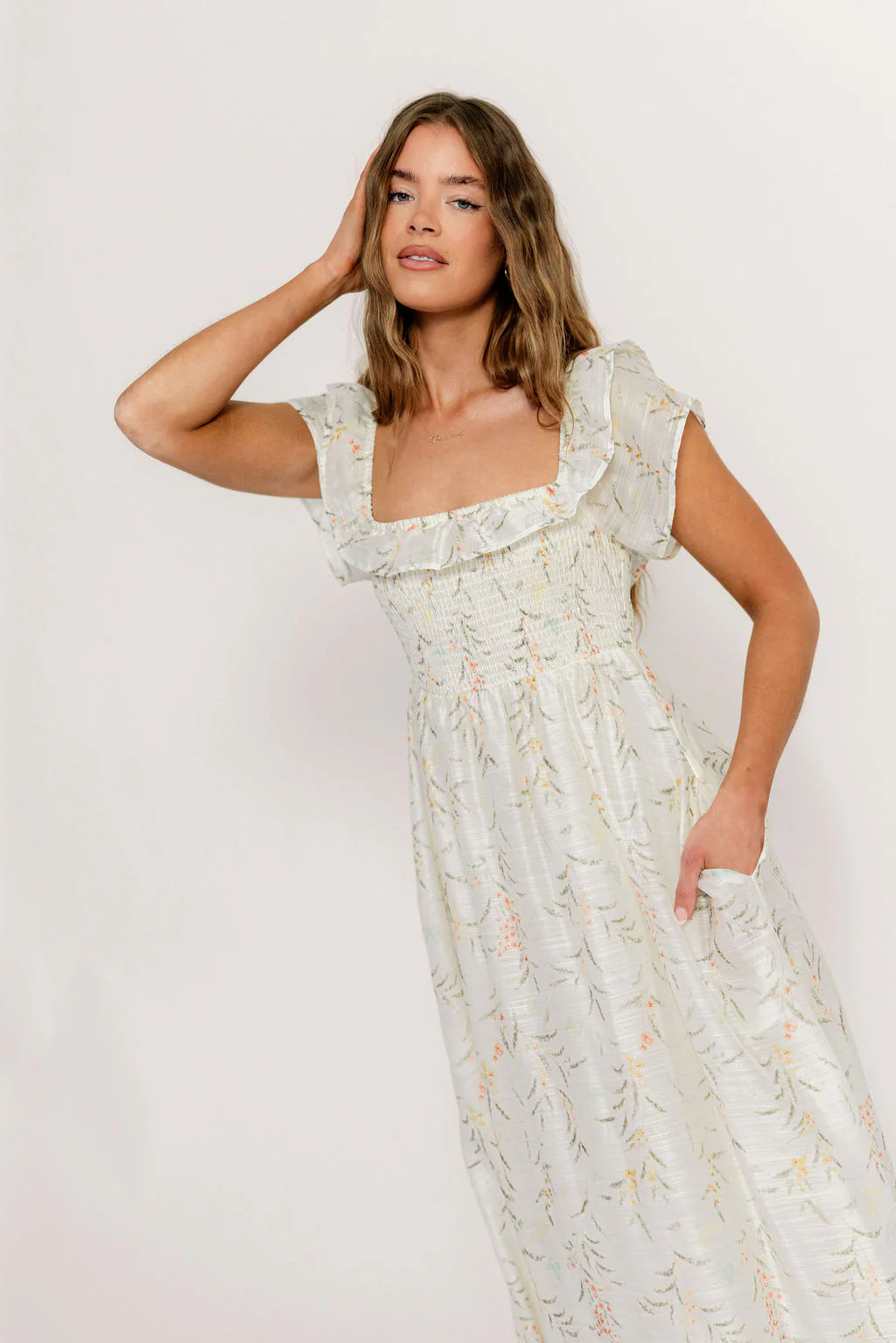 Deidra Maxi Dress in Cream - Bump Friendly - Image 7
