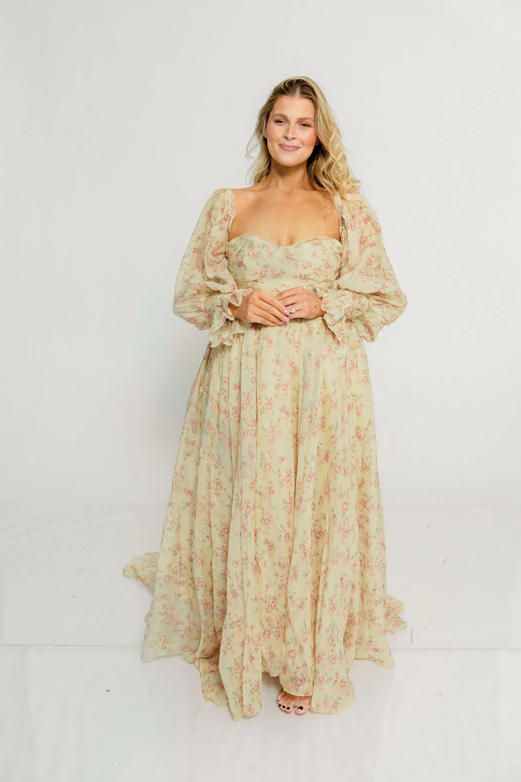 Delilah Maxi Dress with Train in Vintage Floral - Bump Friendly - Image 12