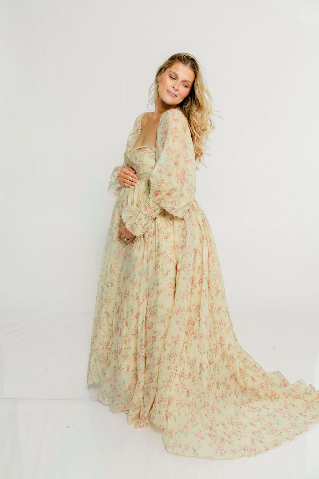 Delilah Maxi Dress with Train in Vintage Floral - Bump Friendly - Image 14