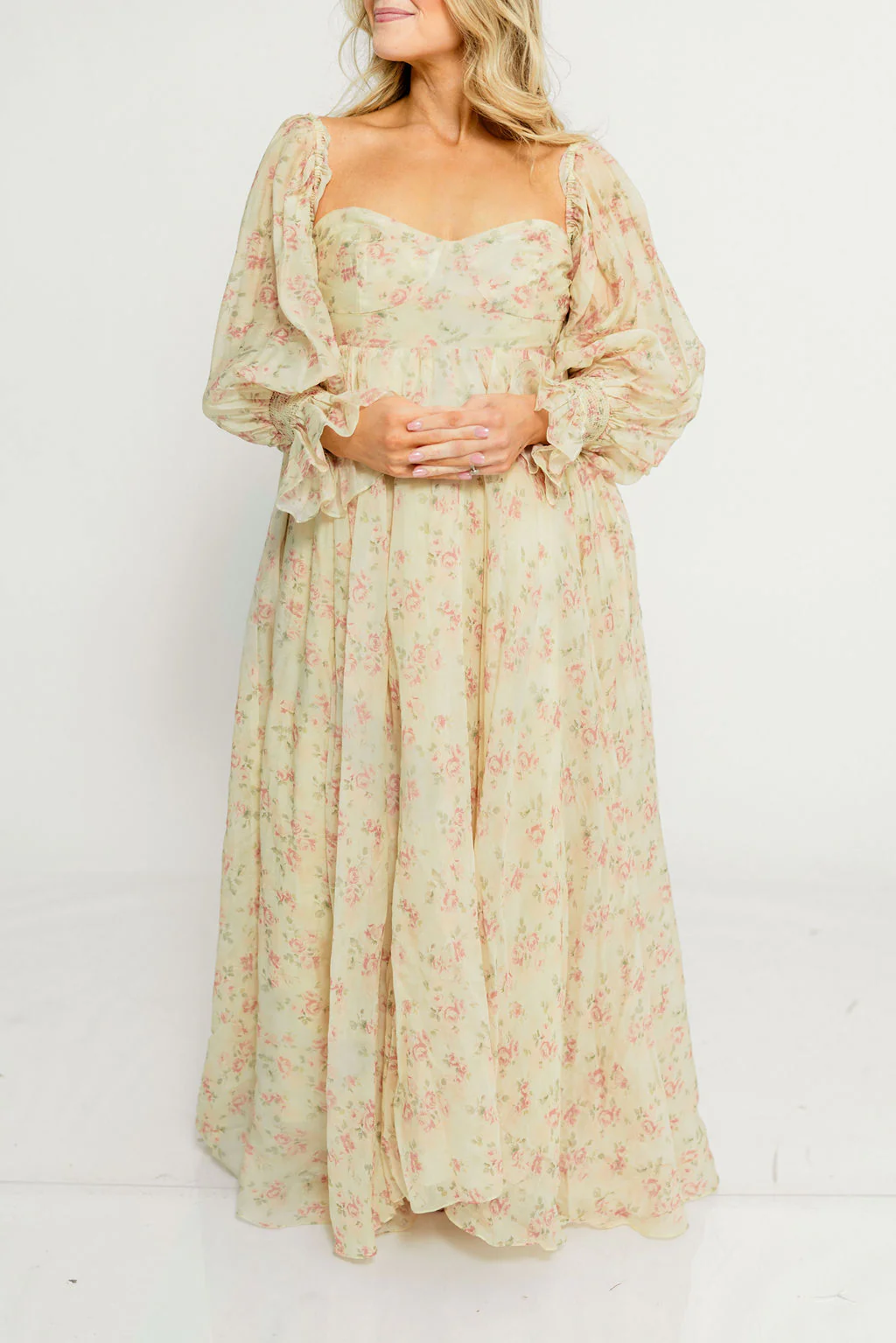 Delilah Maxi Dress with Train in Vintage Floral - Bump Friendly - Image 17