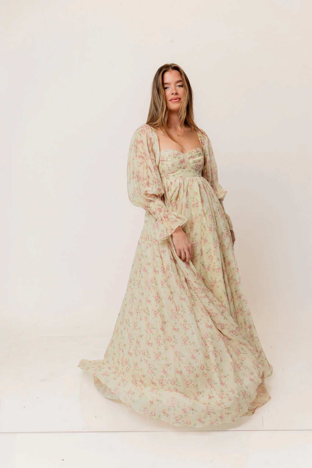 Delilah Maxi Dress with Train in Vintage Floral - Bump Friendly - Image 2