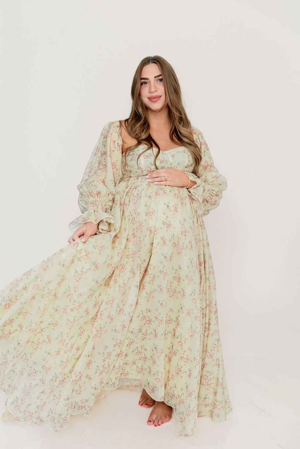 Delilah Maxi Dress with Train in Vintage Floral - Bump Friendly - Image 20