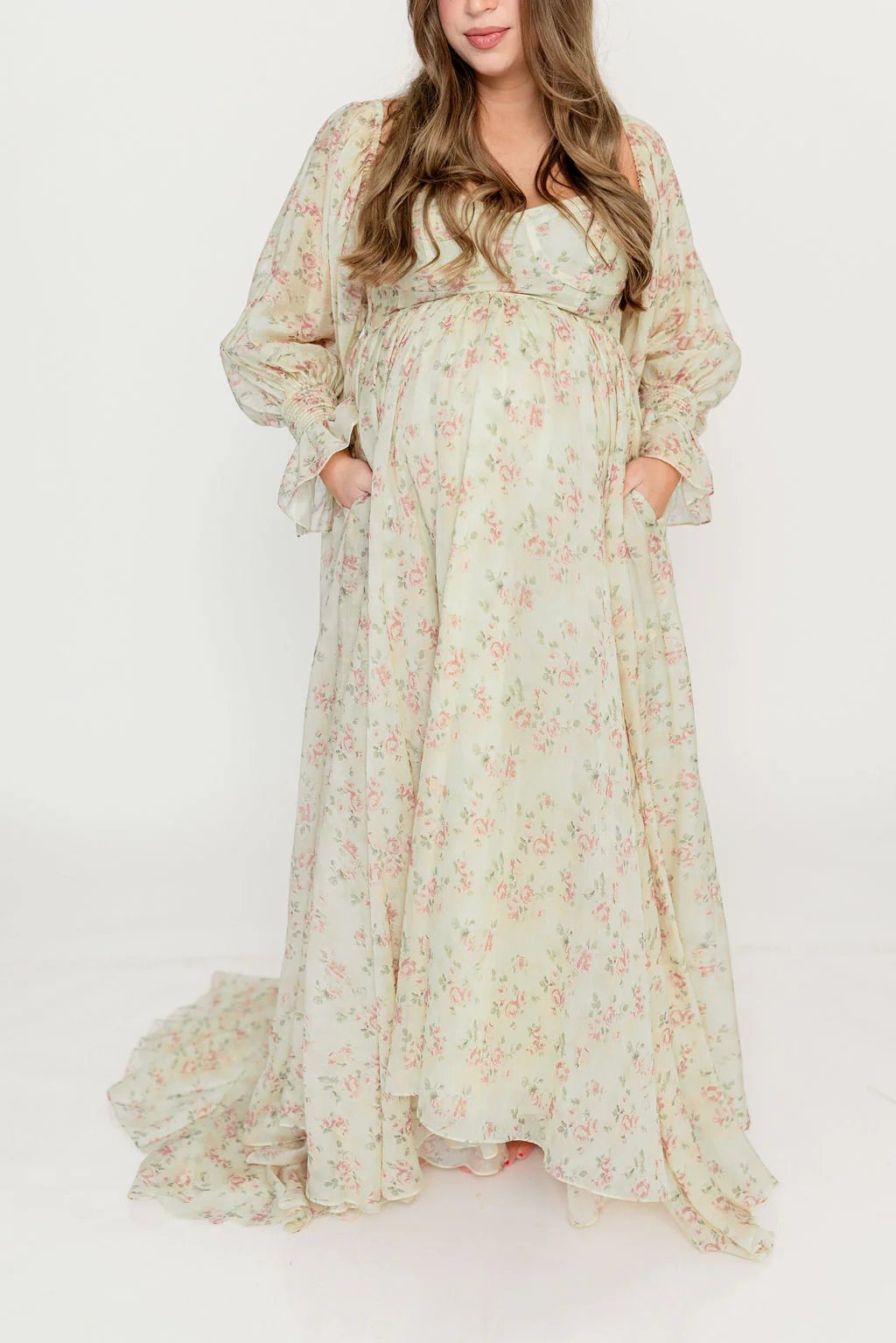 Delilah Maxi Dress with Train in Vintage Floral - Bump Friendly - Image 25
