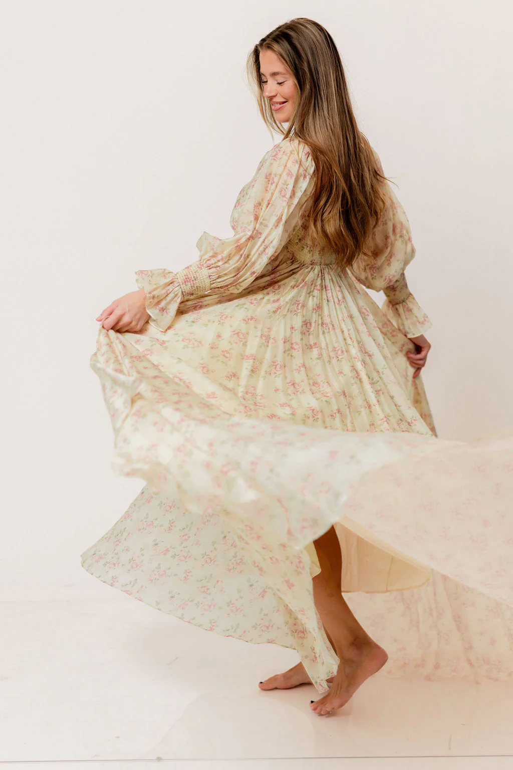 Delilah Maxi Dress with Train in Vintage Floral - Bump Friendly - Image 3