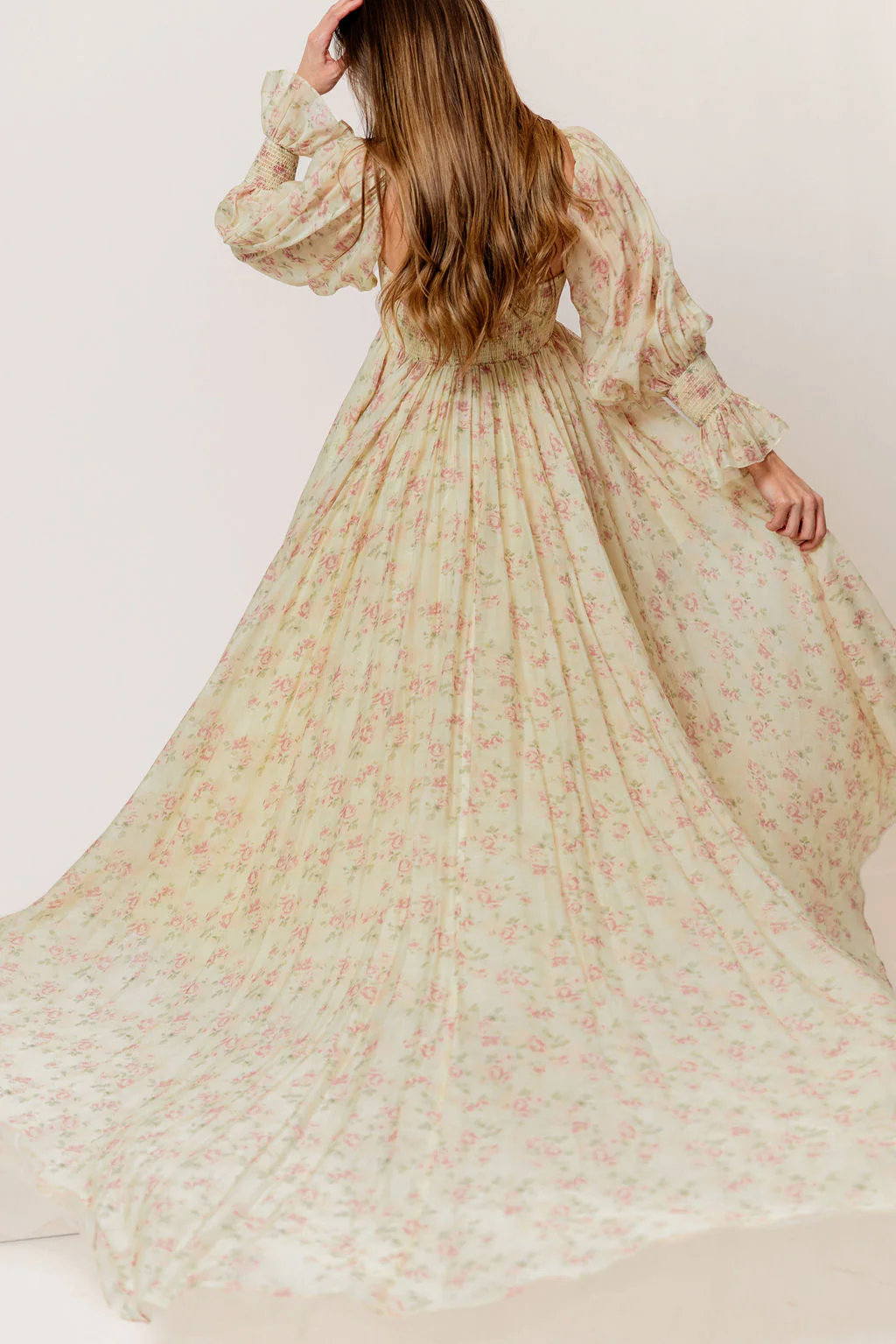 Delilah Maxi Dress with Train in Vintage Floral - Bump Friendly - Image 4