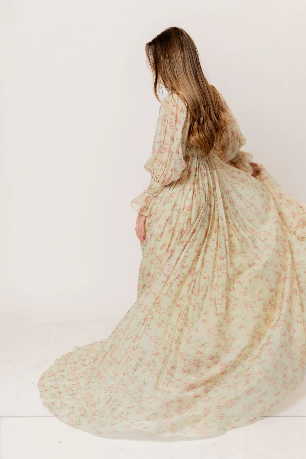 Delilah Maxi Dress with Train in Vintage Floral - Bump Friendly - Image 5