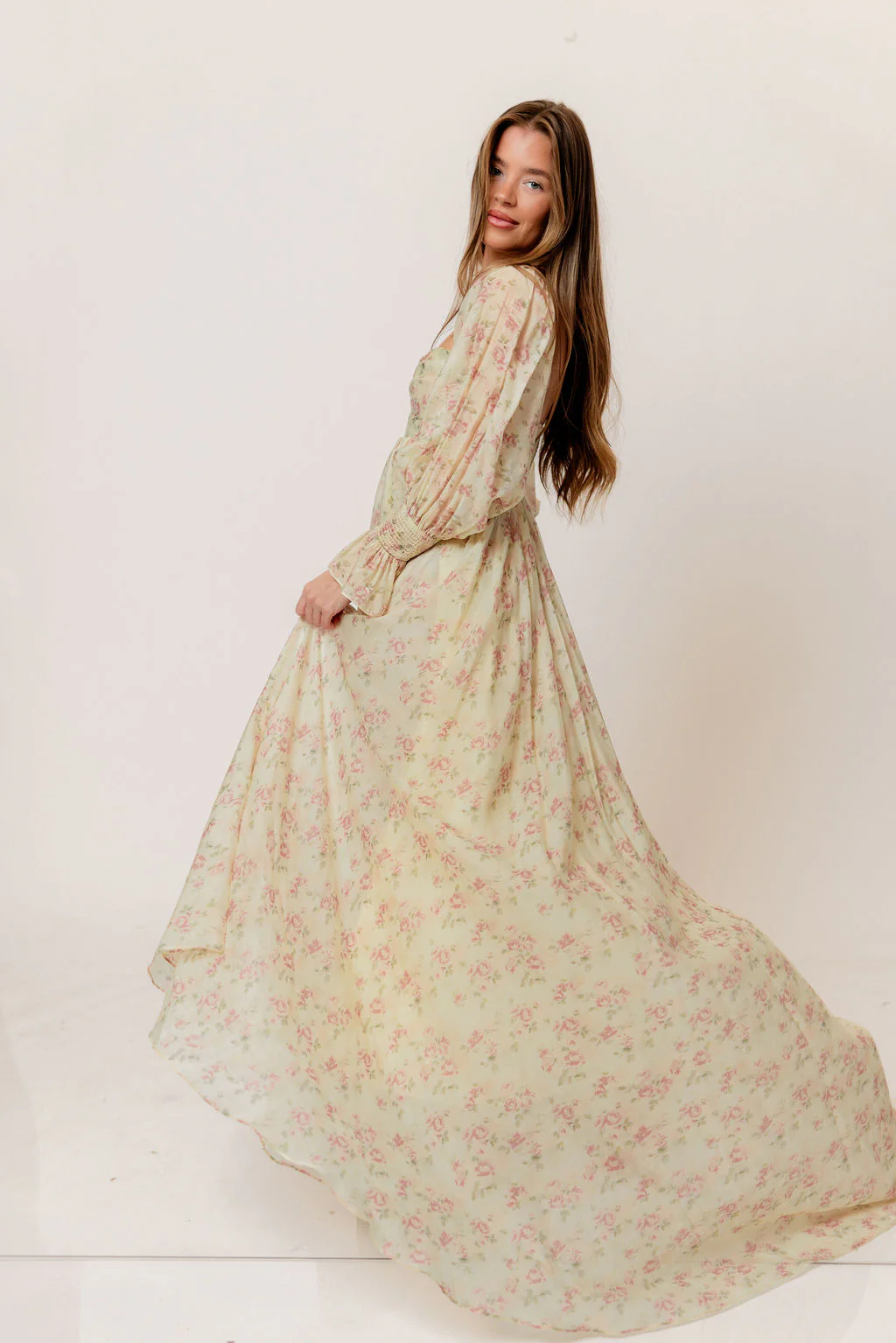 Delilah Maxi Dress with Train in Vintage Floral - Bump Friendly - Image 7