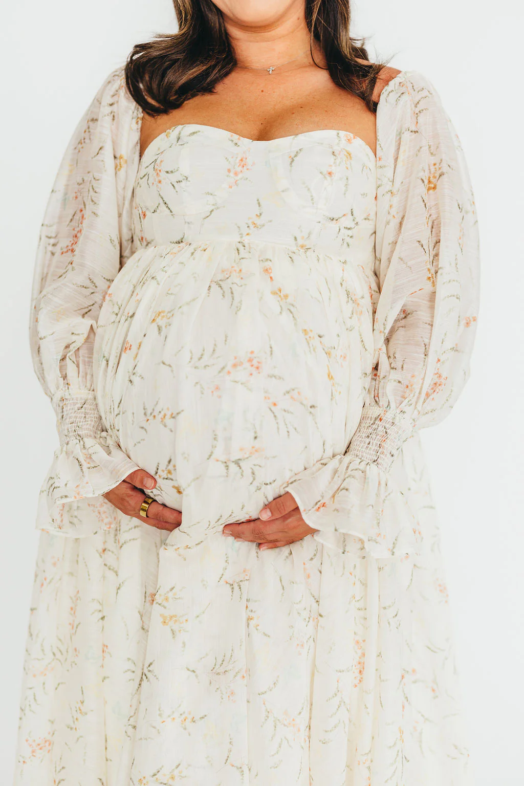 Delilah Maxi Dress With Train in Cream Floral - Bump Friendly *5/31 PRE-ORDER* - Image 10