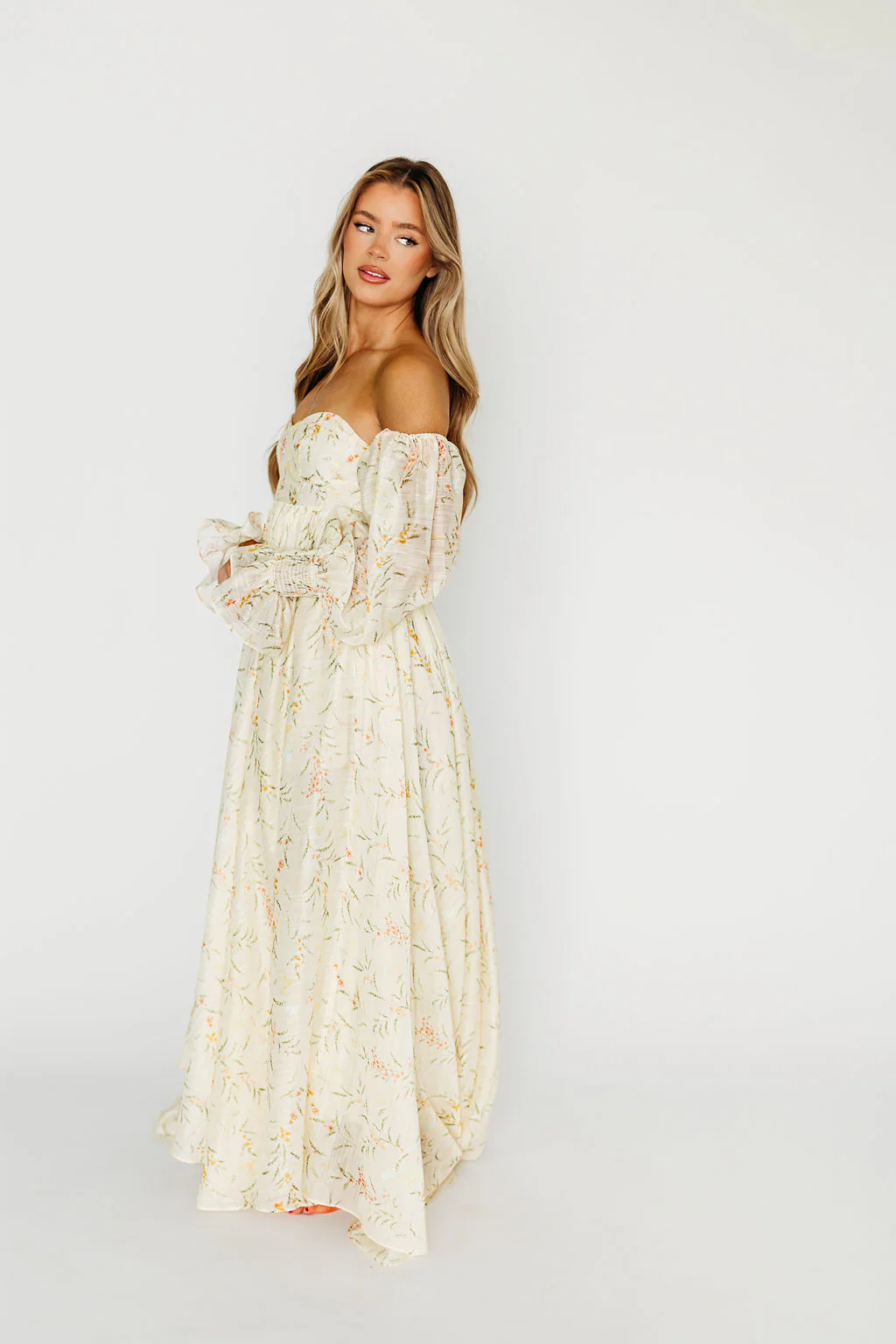 Delilah Maxi Dress With Train in Cream Floral - Bump Friendly *5/31 PRE-ORDER* - Image 12