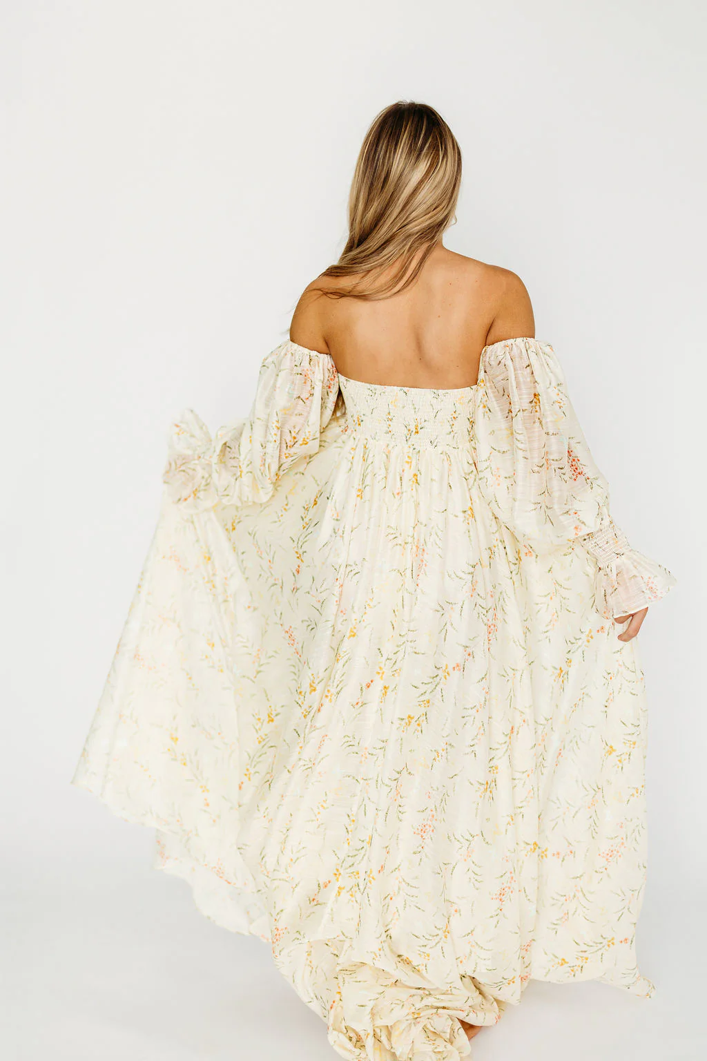 Delilah Maxi Dress With Train in Cream Floral - Bump Friendly *5/31 PRE-ORDER* - Image 14