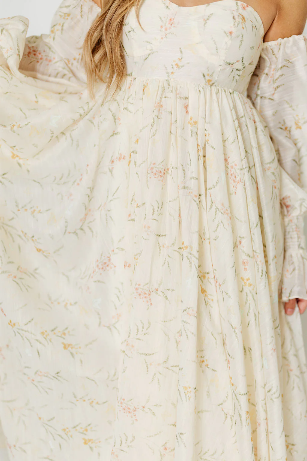 Delilah Maxi Dress With Train in Cream Floral - Bump Friendly *5/31 PRE-ORDER* - Image 16
