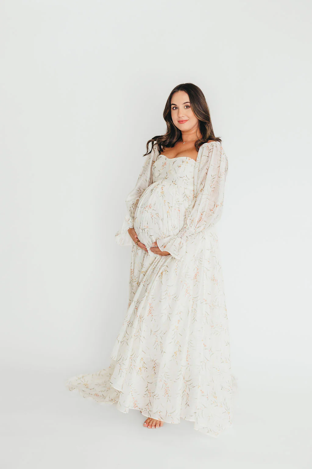 Delilah Maxi Dress With Train in Cream Floral - Bump Friendly *5/31 PRE-ORDER* - Image 21