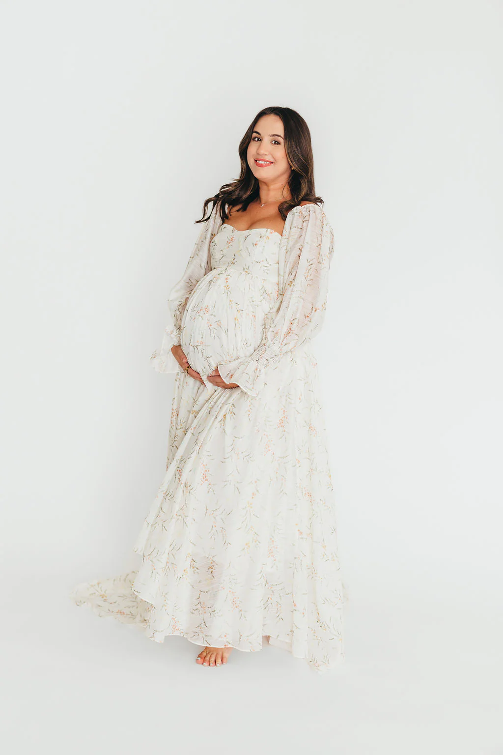 Delilah Maxi Dress With Train in Cream Floral - Bump Friendly *5/31 PRE-ORDER* - Image 22