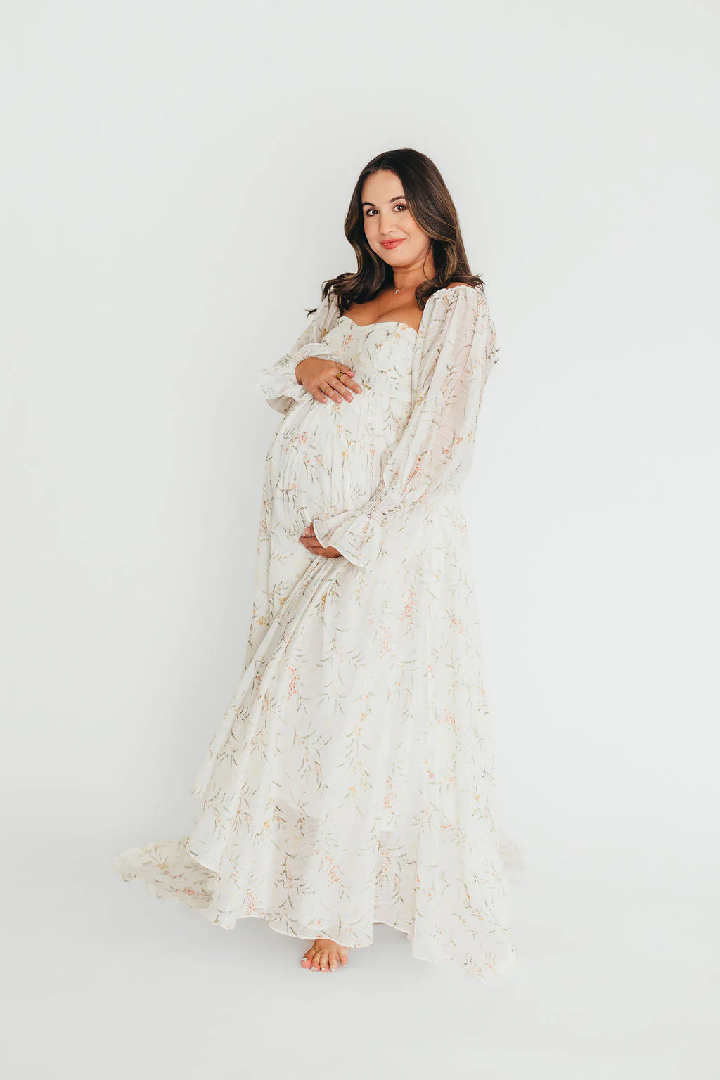 Delilah Maxi Dress With Train in Cream Floral - Bump Friendly *5/31 PRE-ORDER* - Image 23