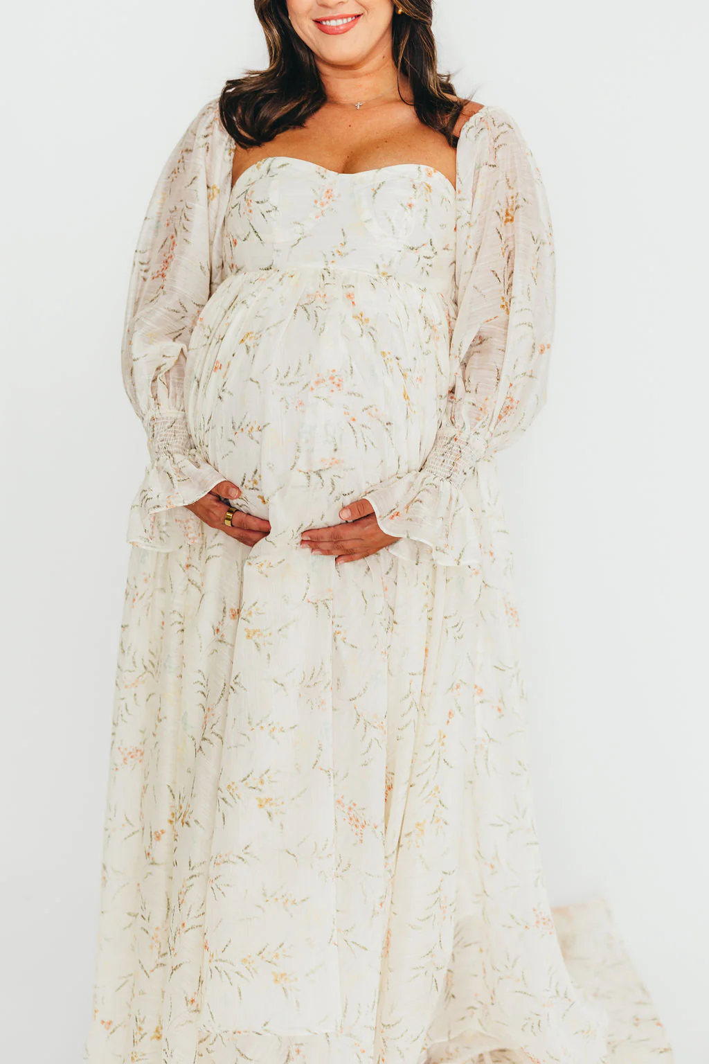 Delilah Maxi Dress With Train in Cream Floral - Bump Friendly *5/31 PRE-ORDER* - Image 25