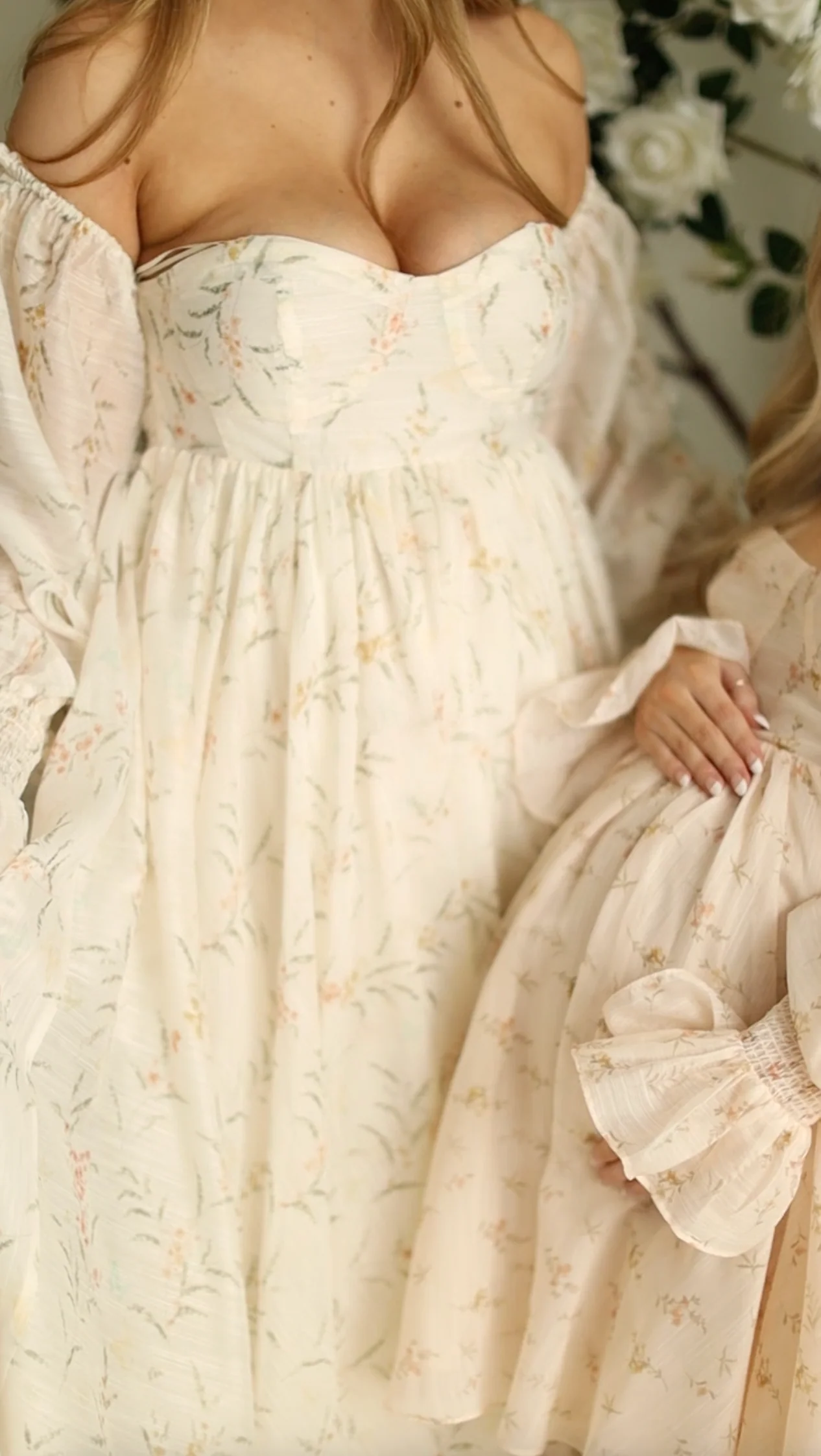 Delilah Maxi Dress With Train in Cream Floral - Bump Friendly *5/31 PRE-ORDER* - Image 26