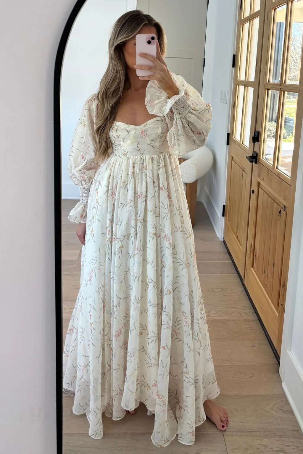 Delilah Maxi Dress With Train in Cream Floral - Bump Friendly *5/31 PRE-ORDER* - Image 6
