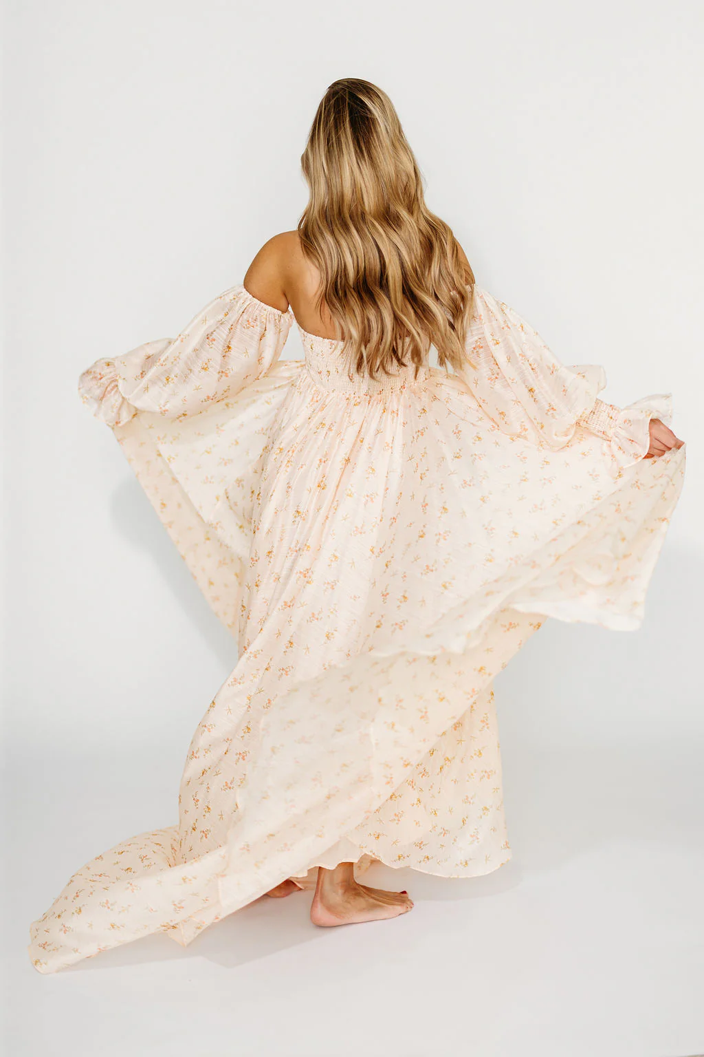 Delilah Maxi Dress with Train in Peach - Bump Friendly (XS-3XL) - Image 10