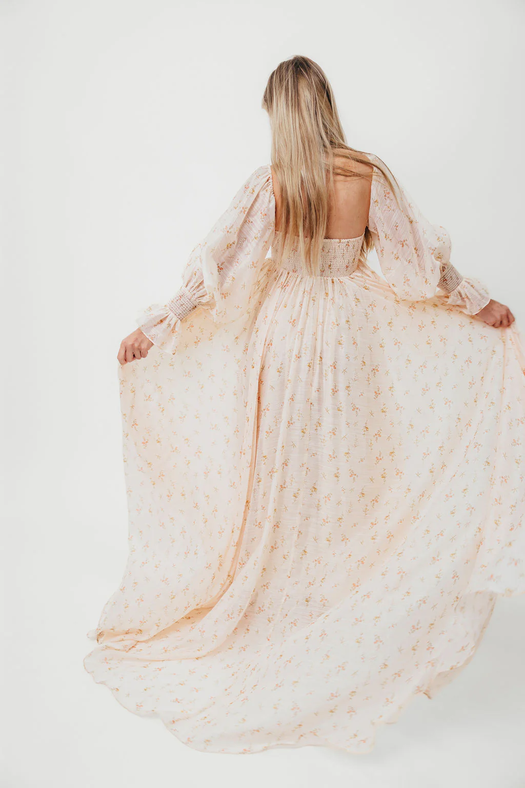Delilah Maxi Dress with Train in Peach - Bump Friendly (XS-3XL) - Image 11