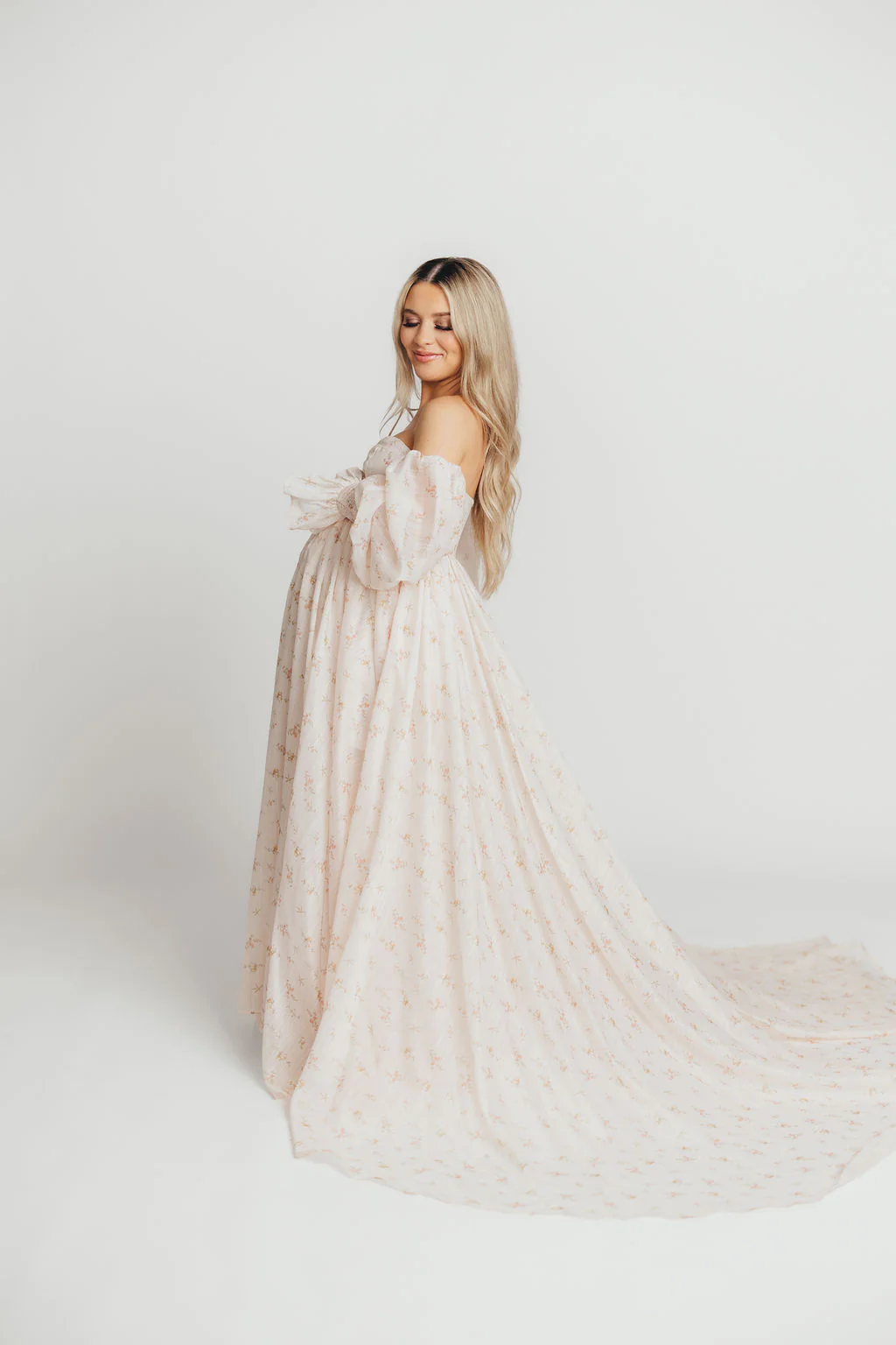 Delilah Maxi Dress with Train in Peach - Bump Friendly (XS-3XL) - Image 24